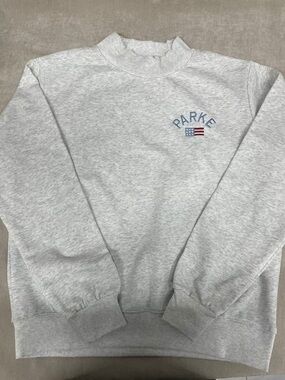 Parke Crewneck Sweatshirt in Heather Gray with Flag Detail